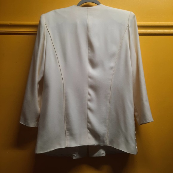 Vtg 90's Ann French custom Ivory 3 piece lined skirt, top and suit blazer - Picture 2 of 8
